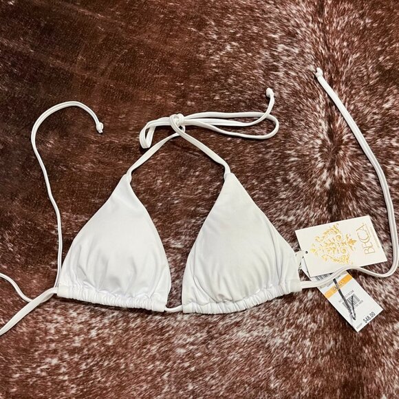 BECCA by Rebecca Virtue White Triangle Bikini Swim Top Small - Picture 2 of 9